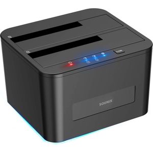 Sounix USB 3.0 naar 2.5&3.5 inch SATA III - 2.5""en 3.5"" SATA HDD Docking Station - Offline Kloon - HDD en SSD - Harde Schijf - USB 3.0 - Zwart