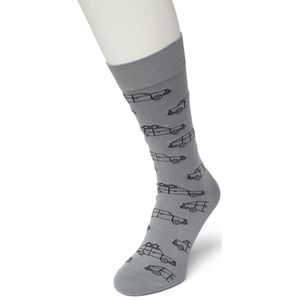 Bonnie Doon Heren Sokken met Auto Print maat 40/46 Grijs - Thema Sokken - Auto's - Cadeau Sokken - Word je Happy en vrolijk van - Zacht Katoen met Gladde Teennaad - Comfortabel - Perfect Cadeau - Griffin - BT992104.243