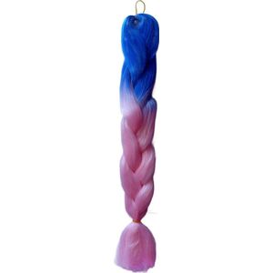 Hair extensions - Licht blauw licht roze - 60 cm lang - Gekleurde hair extensions - Synthetisch haar - Haar vlechten