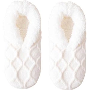 Sokken - Warme sokken - Lounge sokken - Dames pantoffelsokken - Winter warme vloersokken - Fleece sokken - Comfortabel - Winter warmte - Super comfortabele dames lounge pantoffels - One size - wit