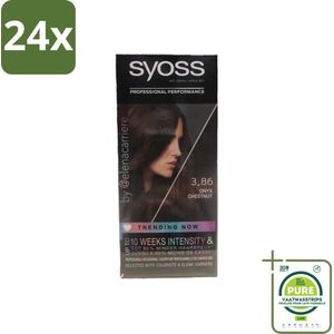Syoss - Haarverf - 3-8 Donker Goudbruin - 1 Haarkleuring - Voordeelverpakking - 24 stuks - Haarverf - Permanente haarkleuring