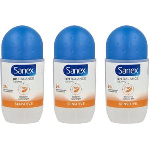 Sanex Deo Roller Dermo Sensitive Lactoserum 24H - Voordeelverpakking 3 x 50 ml
