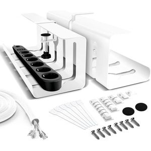 Kabelgoot bureau wit zonder boren - 2-delige set kabelmanagement klembaar - 40cm kabelhouder kabelkuip tafel - incl. accessoires - kabelmand voor werkplekorganisatie