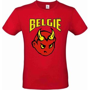 T-shirt rood België met duivel | WK Voetbal Qatar 2022 | Belgisch elftal shirt | Rode Duivels supporter | Belgie souvenir | Belgium Belgique | Maat L