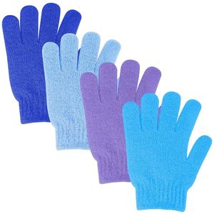 TRANKIELO® - 4 stuks exfoliërende handschoenen – bamboe scrub, voor het verwijderen van dode huidcellen, geschikt voor alle huidtypen