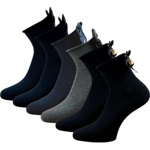 6 paar Feestelijke damessokken met strik-parel - Naadloos - Maat One size (36-42)