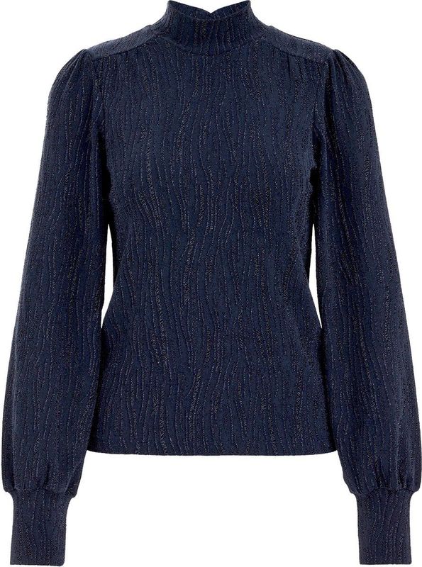 WE Fashion - Dames Top - Donkerblauw - Met Glittergaren