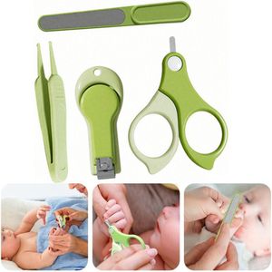4-delige set - Baby nagelknipperset - 4-in-1 baby nagelverzorgingsset - Veilige nagelverzorgingsset - Draagbare reisnagelknipperset - met opbergkoffer - Groen - Geschikt voor de verzorging van pasgeborenen