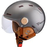 Demm Speed Pedelec helm - Fietshelm Volwassenen - Dames en Heren - NTA 8776 - Geschikt voor Elektrische Fiets en Mountainbike- Snor Scooter Fiets helm met vizier XS Titanium Incl. helmtas