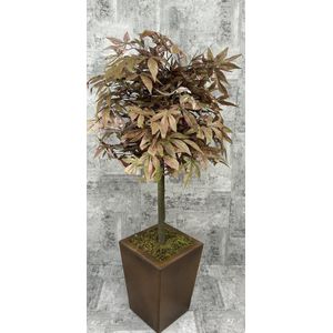 Japanse Esdoorn - Kunstboom - H 100 cm - incl. bruine houten pot - Dromist