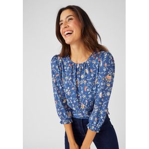 Damart - T-shirt tricot crêpe stof - Dames - Blauw - XXL