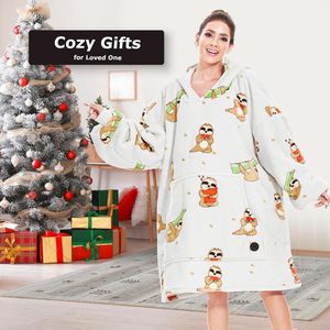 Deken-hoodie, oversized hoodie-deken, pullover, knuffeltrui voor dames, heren en kinderen, warme en zachte voering, oversized hoodie, sherpa-deken, verschillende patronen beschikbaar