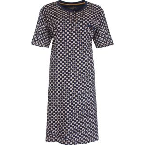 Medaillon Dames Nachthemd - 100% Gekamde Katoen - Blauw - Maat S