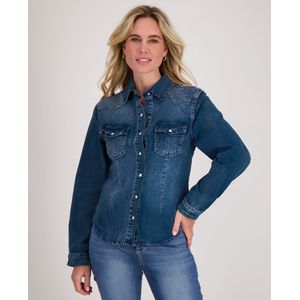 Je m'appelle Dames Blouse Met stretch - Blauw - Maat XXL