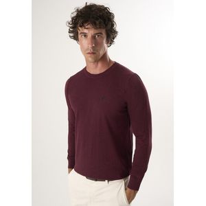 Felix Hardy - Classic Crew Neck Knit Sweater - Bordeaux - 100% Katoen - Heren