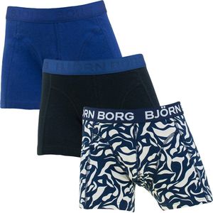 Björn Borg jongens cotton stretch 3P boxers basic print blauw & wit - 170/176