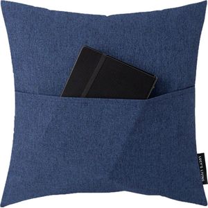 Lucy’s Living Luxe sierkussen ELONA - blauw - 45 x 45 cm - katoen - kussen - kussens - fluweel - wonen - interieur