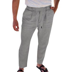 Nivard Linnen Broek Heren - Zomerbroek - Volwassenen - Lange Broek - Pantalon - Strandbroek - Zomer - Ibiza Stijl - Grijs - Maat L