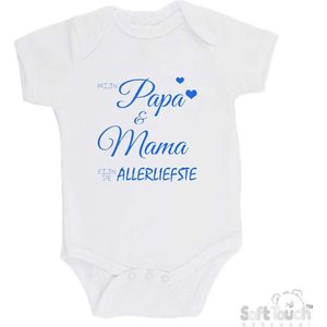100% katoenen Romper ""Mijn papa & mama zijn de allerliefste"" Jongens Katoen Wit/blauw Maat 62/68