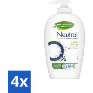 4 x Neutral Vloeibare Handzeep 250 ml - Vloeibare Handzeep - Gevoelige Huid - Parfumvrij - Kleurstoffenvrij - Biologisch Afbreekbaar