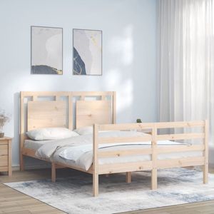 The Living Store Bed Frame - Massief grenenhout - Multiplex lattenbodem - 195.5 x 125.5 x 100 cm - Geen matras inbegrepen - Montage vereist