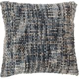 J-line - Kussen Tweed Acryl Katoen Blauw/wit - 45x45x12cm