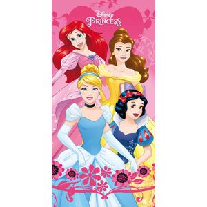 Disney Princess Ariel, Assepoester, Sneeuwwitje & Belle Strandlaken - 70 x 140 cm - Roze