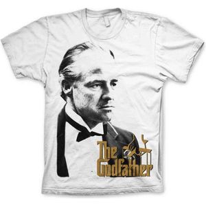 The Godfather Heren Tshirt -XXL- Don With Gold Logo Wit
