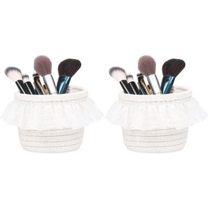 Makeup Brushes Organizer - White - for Makeup Table Bedroom Bathroom