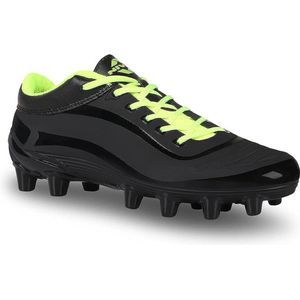 Nivia Airstrike Football Studs (Black/Green, 7 UK/ 8 US / 41 EU) | Material: Synthetic Leather | PVC Sole | Lace-Fastening | Padded Footbed | Ideal for Hard and Grassy Surfaces