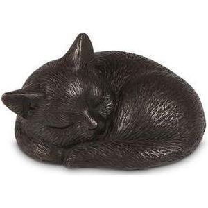 Mini - Asbeeld Dieren Urn Voor Uw Geliefde Dier Slapende poes in brons - Kat - Hond - Paard - Konijn