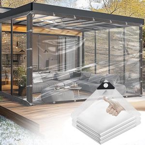 Doorzichtig dekzeil voor buiten - 25 x 5 m - Nieuwste upgrade - Scheuren voorkomen - Ingestanste ringen - Transparant - Regenbescherming - Bestand tegen sterke wind