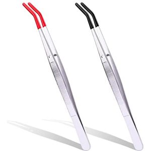 Pincet met Rubberen Tips - 2 Roestvrijstalen Tweezers voor Ambachten en Laboratoria