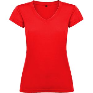 Dames V-hals getailleerd t-shirt model Victoria Rood maat M