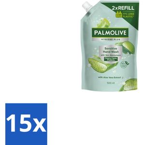 Palmolive – Handzeep Navulling – Hygiene Plus Sensitive Antibacterieel – 500 ml - Bulkverpakking - 15 stuks