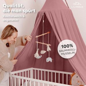 Handgemaakte Bedhemel van 100% Katoen Mousseline - Luifel voor Kinderkamers in Diverse Kleuren