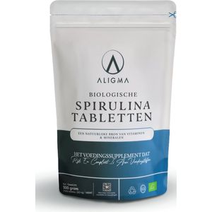 Aligma® Biologische Spirulina Tabletten: hét voedingssupplement vol essentiële voedingsstoffen voor de mens! - 1000 stuks - 500 mg per tablet