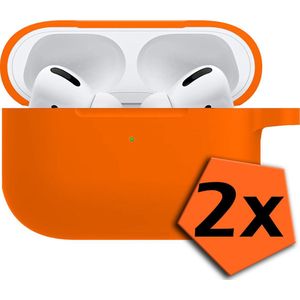 Hoesje Geschikt voor Airpods Pro Hoesje Siliconen Case Hoes - Hoesje Geschikt voor Apple Airpods Pro Case - Oranje - 2 PACK