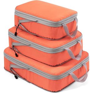 Inpakblokken Set 3-Pack - Uitbreidbare Koffer Organisers - Lichtgewicht Reizen - Bagage Organizer - Verpakkingszakken - Opbergzakken - Reisbenodigdheden - Tas - Oranje