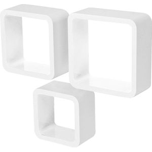 3 Stukken Wandrekken kubus plank MDF voor decoratie - Wit RG9236ws hexagon shelves