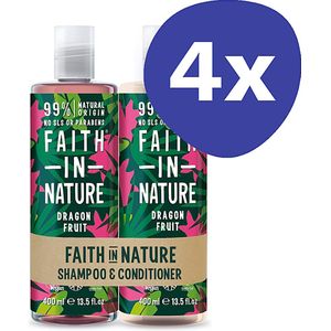 Faith in Nature Dragon Fruit 2 in 1 Pack - Shampoo & Conditioner (4x 2 stuks)
