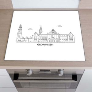 Inductiebeschermer City skyline - Groningen | 78 x 52 cm | Keukendecoratie | Bescherm mat | Inductie afdekplaat