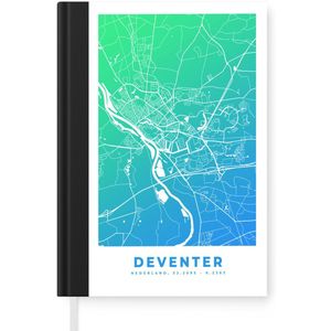 Notitieboek - Schrijfboek - Stadskaart - Deventer - Nederland - Blauw - Notitieboekje klein - A5 formaat - Schrijfblok - Plattegrond