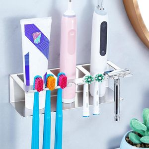 Wall Mounted Toothbrush Holder - No Drilling Required - Stainless Steel 304 - Brush Head and Shaving Holder for Bathroom Essentials