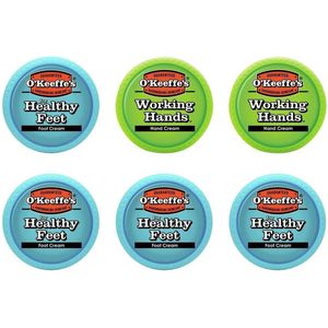 O'Keeffe's 2x Working Hands & 4x Healthy Feet: Hand & Foot Cream Jar Set - 6 pak