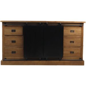 Dressoir Blackburn - 180x50x85 - Naturel/zwart - Teak/metaal