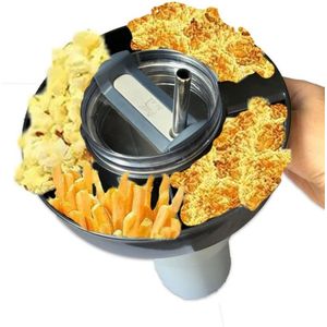 Klikkopers® - Snackhouder voor Stanley Thermosfles - Snackdienblad voor Stanley Beker - Siliconen Snackschaal - Stanley Cup Accessoires - Zwart