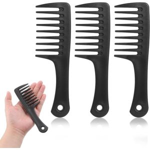 ByShane - Brede tandkam set voor anti-klitten en ontwarringskammen - Geschikt voor dik krullend haar - Vermindert haaruitval - 3 stuks