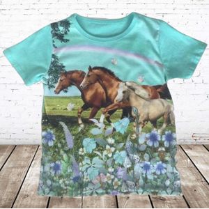 Kinder shirt met paarden -s&C-98/104-t-shirts meisjes
