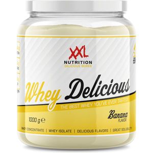 XXL Nutrition - Whey Delicious - Banaan - Wei Eiwitpoeder met BCAA & Glutamine, Proteïne poeder, Eiwit shake, Whey Protein - 1000 gram